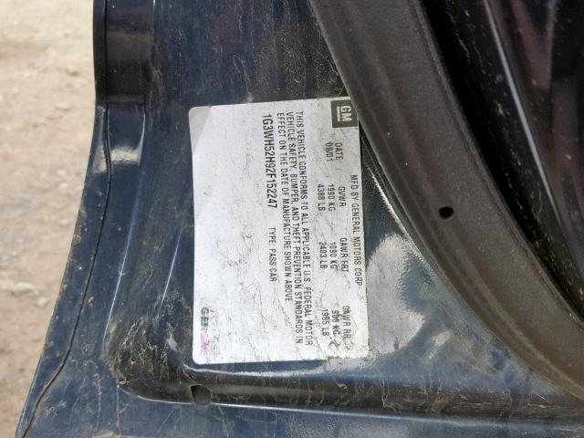 1G3WH52H92F152247 - 2002 OLDSMOBILE INTRIGUE G BLUE photo 10