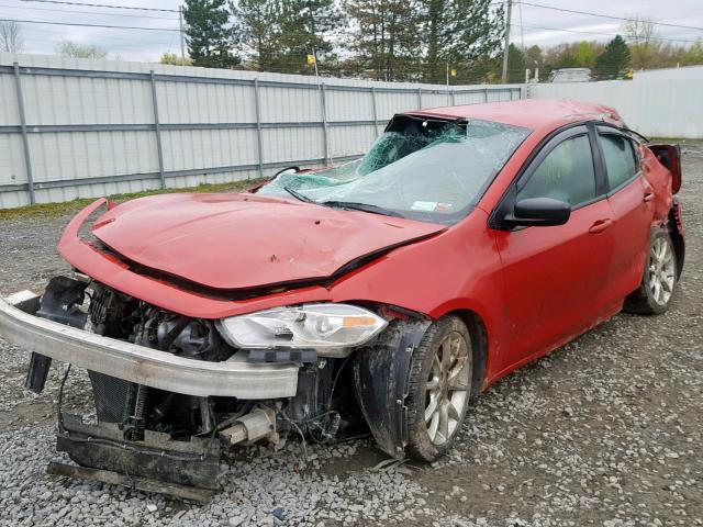 1C3CDFBH6DD167859 - 2013 DODGE DART SXT RED photo 2