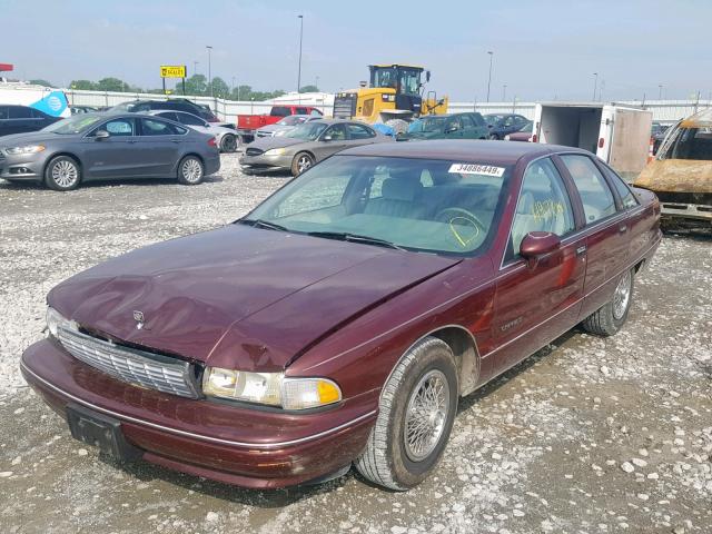 1G1BL53E3NW114947 - 1992 CHEVROLET CAPRICE BURGUNDY photo 2