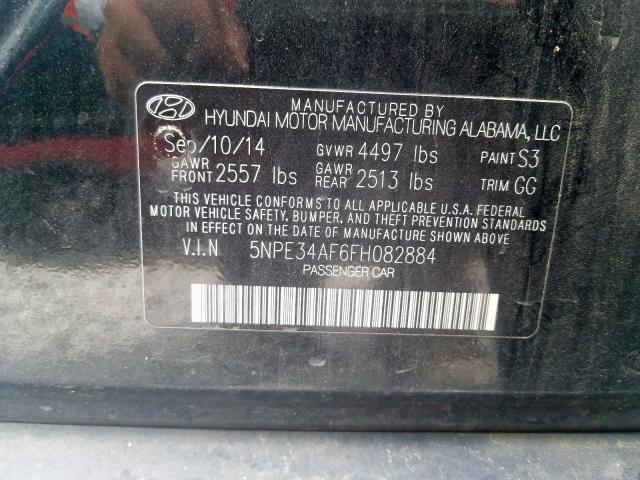 5NPE34AF6FH082884 - 2015 HYUNDAI SONATA SPORT  photo 10