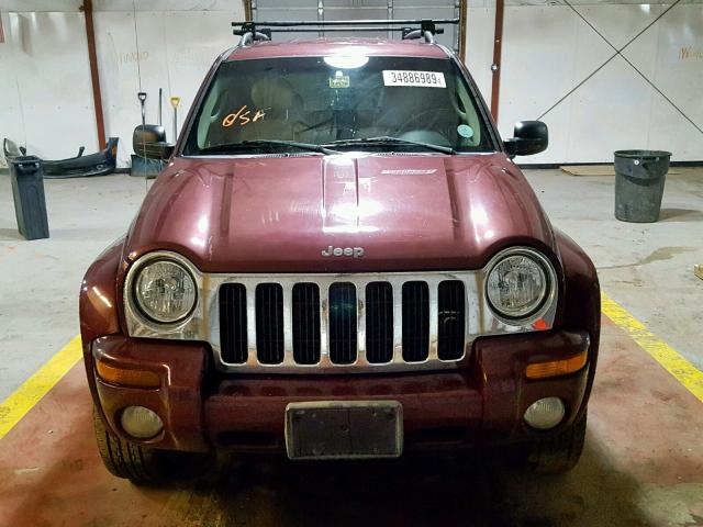 1J4GL58K92W150370 - 2002 JEEP LIBERTY LI BURGUNDY photo 9