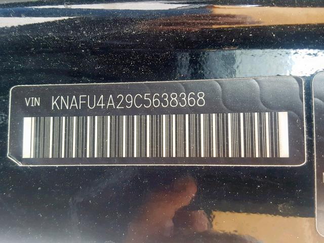 KNAFU4A29C5638368 - 2012 KIA FORTE EX BLACK photo 10