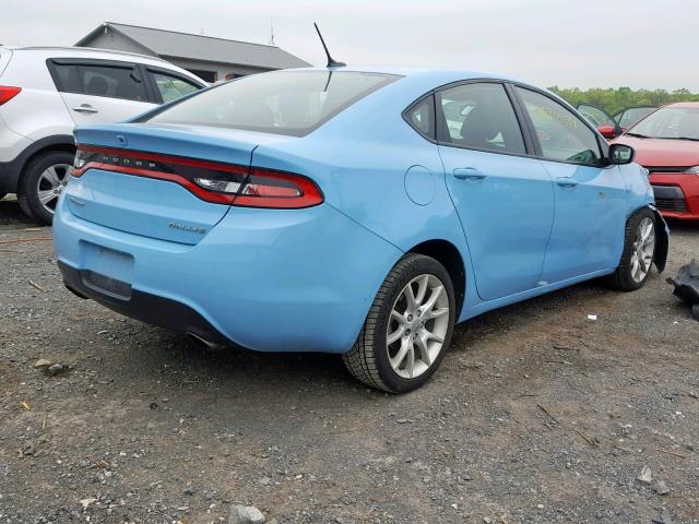 1C3CDFBA6DD226282 - 2013 DODGE DART SXT BLUE photo 4