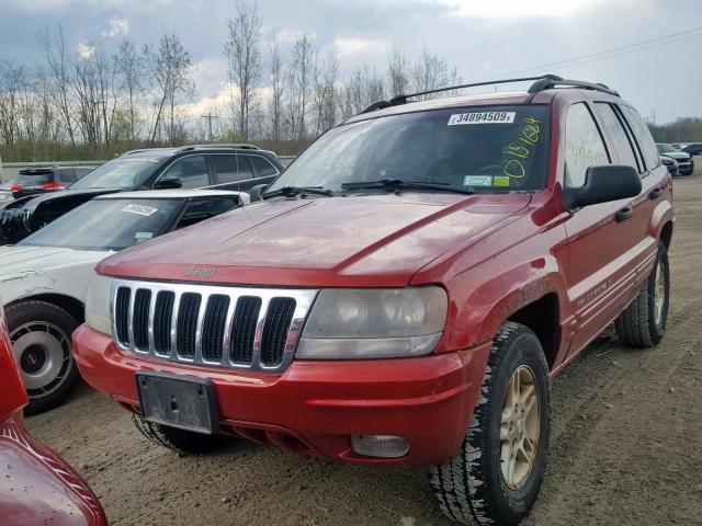 1J4GW48S72C276553 - 2002 JEEP GRAND CHER RED photo 2