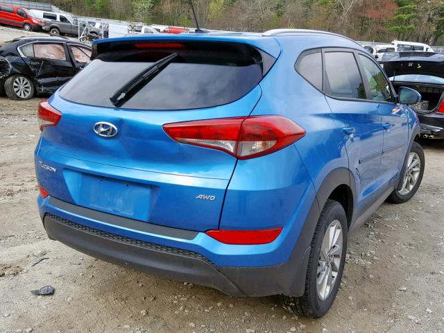 KM8J3CA41GU207283 - 2016 HYUNDAI TUCSON LIM BLUE photo 4