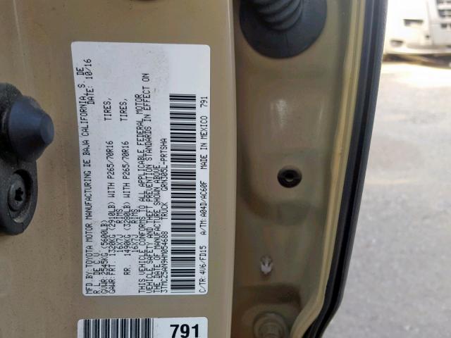 3TMCZ5AN9HM054688 - 2017 TOYOTA TACOMA DOU შავი ფოტო 10