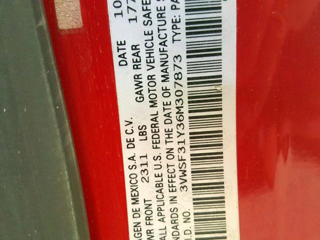 3VWSF31Y36M307873 - 2006 VOLKSWAGEN NEW BEETLE Rot Foto 10