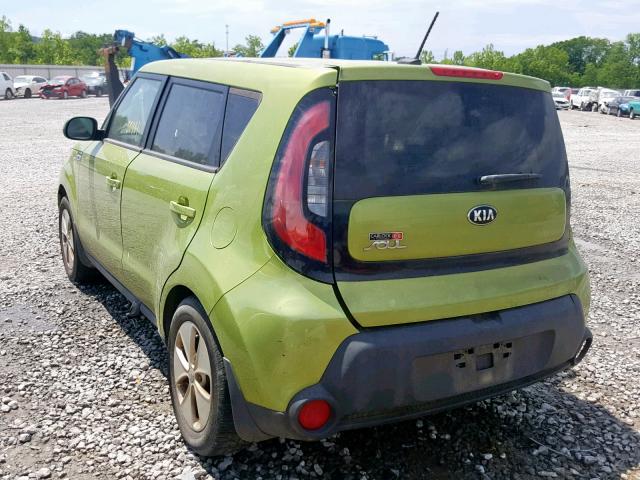 KNDJN2A21F7761640 - 2015 KIA SOUL GREEN photo 3