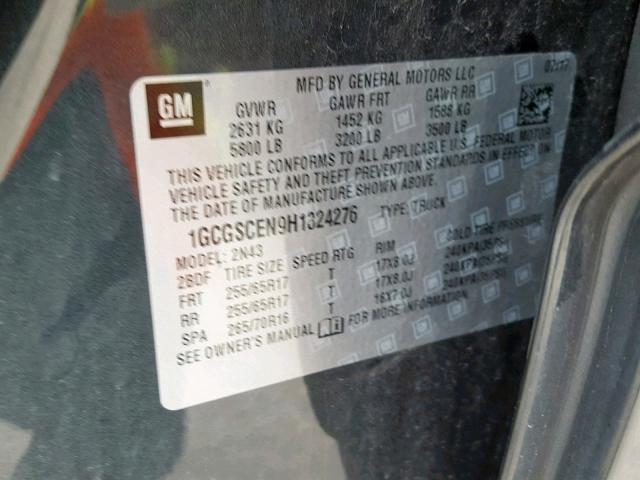 1GCGSCEN9H1324276 - 2017 CHEVROLET COLORADO L BLUE photo 10