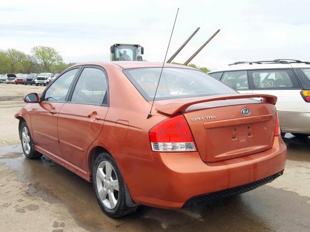 KNAFE221695026502 - 2009 KIA SPECTRA EX ORANGE photo 3