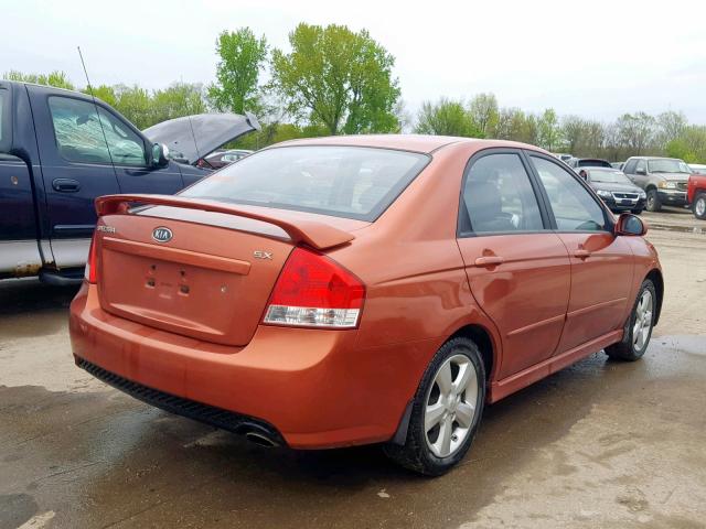 KNAFE221695026502 - 2009 KIA SPECTRA EX ORANGE photo 4