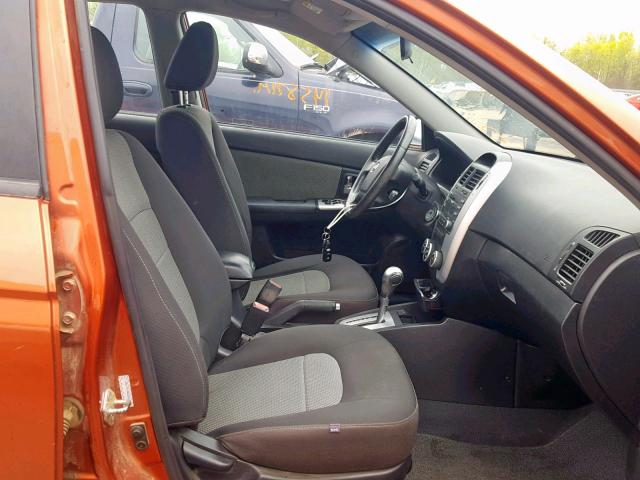 KNAFE221695026502 - 2009 KIA SPECTRA EX ORANGE photo 5