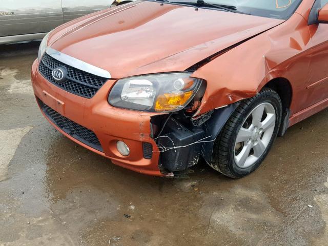 KNAFE221695026502 - 2009 KIA SPECTRA EX ORANGE photo 9