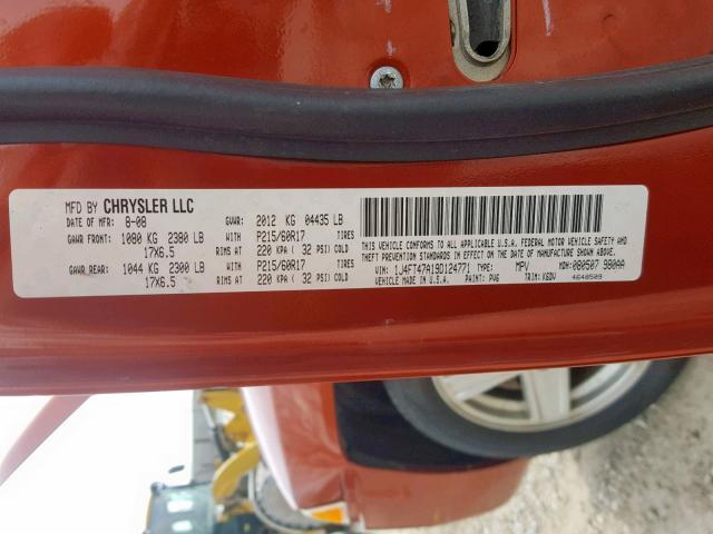 1J4FT47A19D124771 - 2009 JEEP COMPASS SP 橙色 照片 10