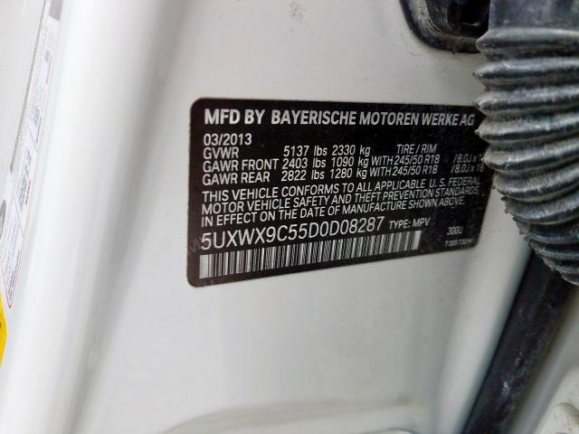 5UXWX9C55D0D08287 - 2013 BMW X3 XDRIVE28I  photo 10