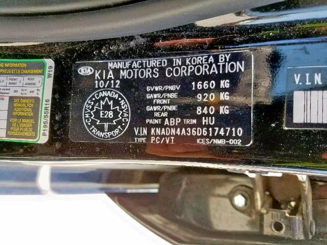 KNADN4A36D6174710 - 2013 KIA RIO EX BLACK photo 9