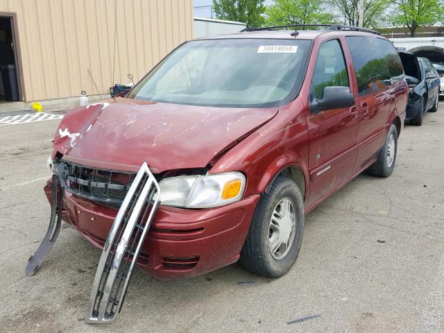 1GNDX13E02D278135 - 2002 CHEVROLET VENTURE LU MAROON photo 2