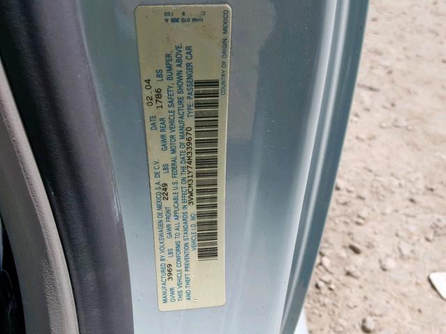 3VWCM31Y74M339670 - 2004 VOLKSWAGEN NEW BEETLE Blau Foto 10