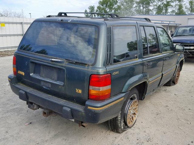 1J4GZ78Y4PC656244 - 1993 JEEP GRAND CHER GREEN photo 4