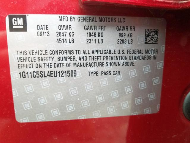 1G11C5SL4EU121509 - 2014 CHEVROLET MALIBU 1LT  照片 10