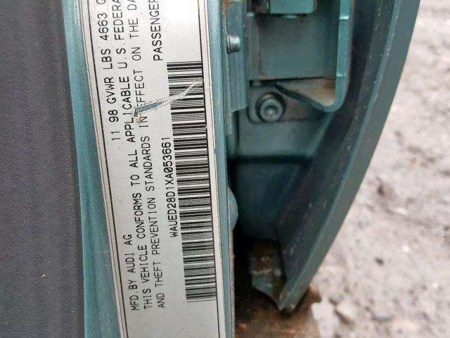 WAUED28D1XA053661 - 1999 AUDI A4 2.8 QUA GREEN photo 10