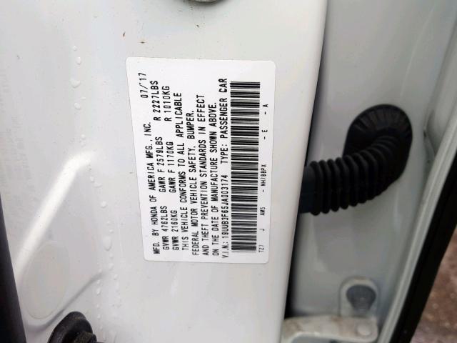 19UUB3F65JA003174 - 2018 ACURA TLX TECH+A Белый фото 10