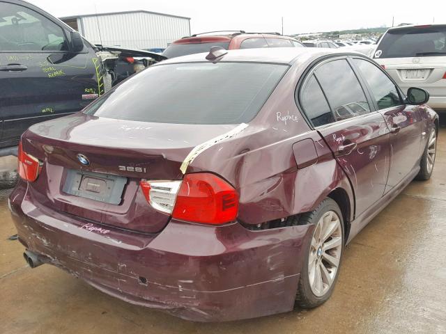 WBAPK53529A514157 - 2009 BMW 325I MAROON photo 4