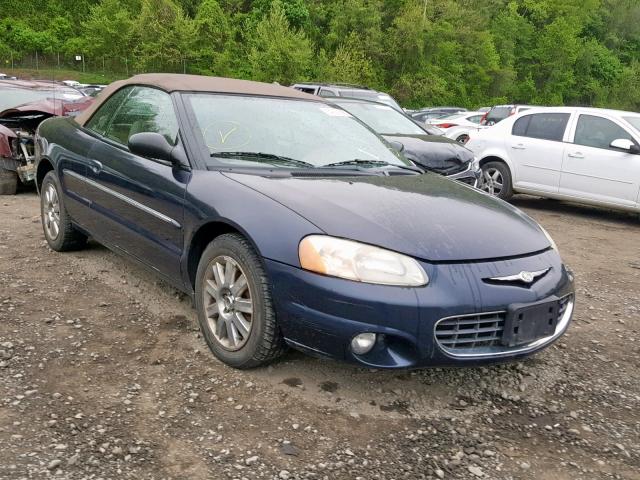 1C3EL55R72N301666 - 2002 CHRYSLER SEBRING LX BLUE photo 1