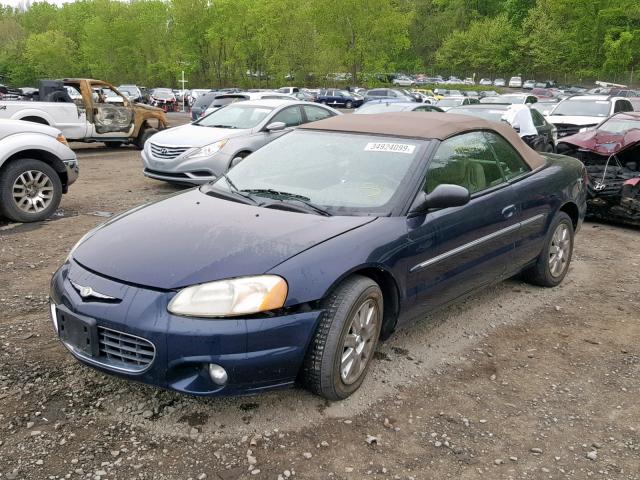 1C3EL55R72N301666 - 2002 CHRYSLER SEBRING LX BLUE photo 2