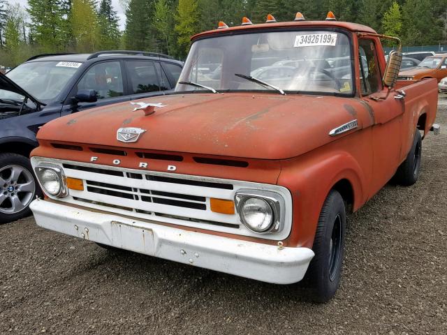 F10CR291187 - 1962 FORD F100 ORANGE photo 2