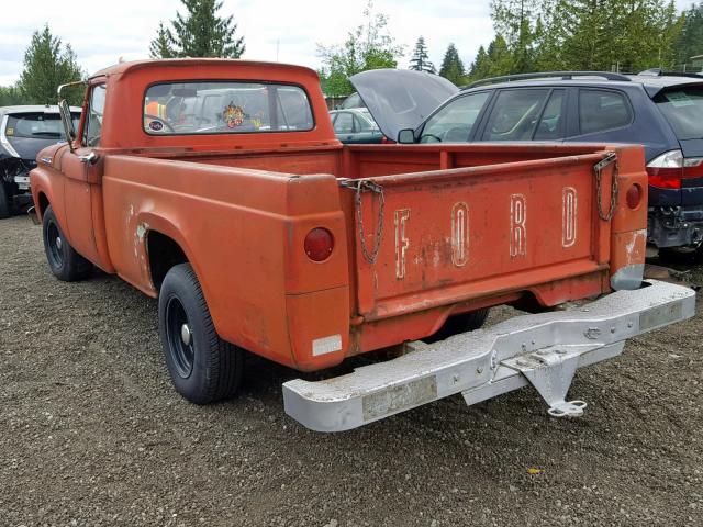 F10CR291187 - 1962 FORD F100 ORANGE photo 3