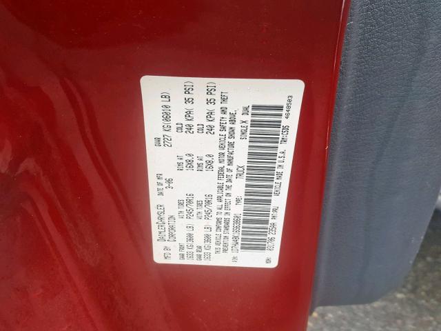 1D7HW48K16S638601 - 2006 DODGE DAKOTA QUA RED photo 10