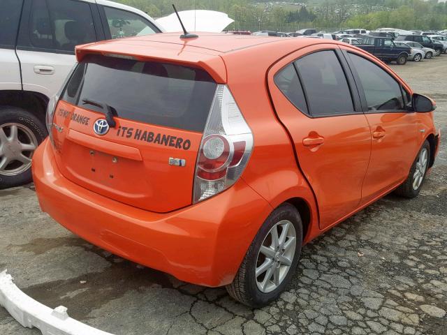 JTDKDTB38E1063709 - 2014 TOYOTA PRIUS C ORANGE photo 4