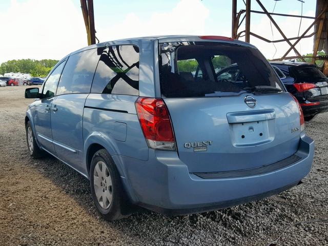 5N1BV28U54N320626 - 2004 NISSAN QUEST S BLUE photo 3