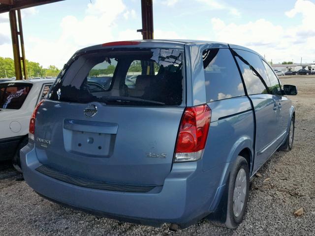 5N1BV28U54N320626 - 2004 NISSAN QUEST S BLUE photo 4