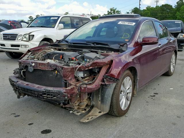 1HGCR2F85DA107672 - 2013 HONDA ACCORD EXL MAROON photo 2