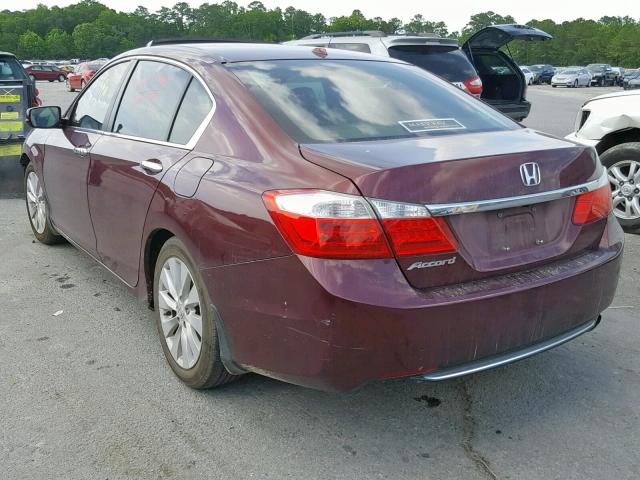 1HGCR2F85DA107672 - 2013 HONDA ACCORD EXL MAROON photo 3