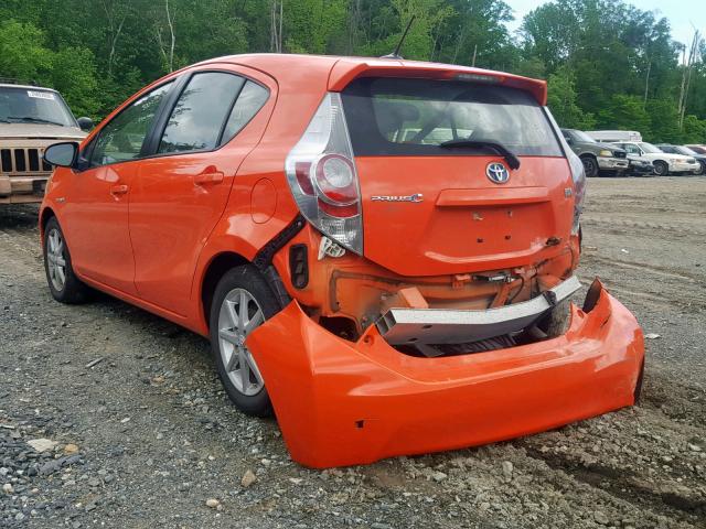 JTDKDTB38E1062740 - 2014 TOYOTA PRIUS C ORANGE photo 3