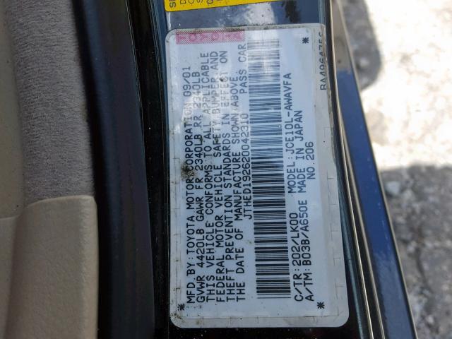 JTHED192620042310 - 2002 LEXUS IS 300 SPO BLACK photo 10