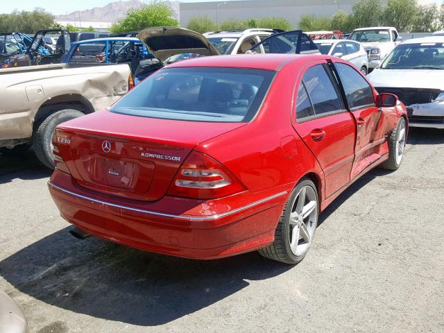 WDBRF40J74A588970 - 2004 MERCEDES-BENZ C 230K SPO RED photo 4