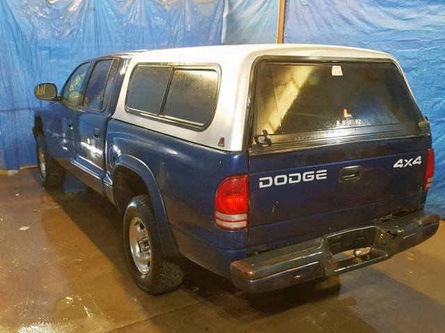 1B7HG2AN31S288610 - 2001 DODGE DAKOTA QUA BLUE photo 3