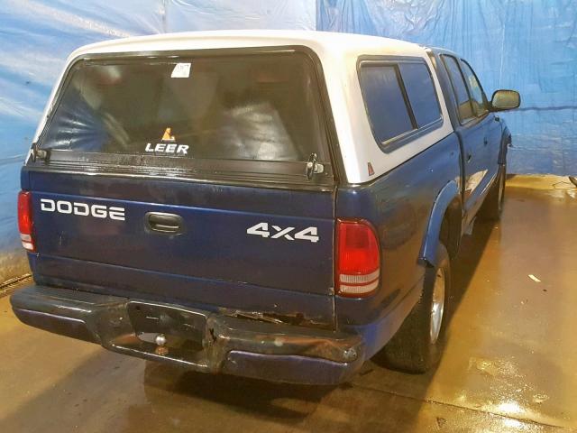 1B7HG2AN31S288610 - 2001 DODGE DAKOTA QUA BLUE photo 4