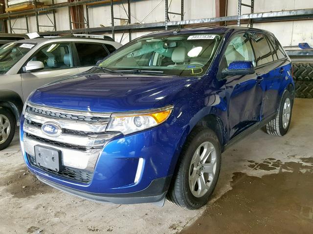 2FMDK3JC6EBB28489 - 2014 FORD EDGE SEL BLUE photo 2