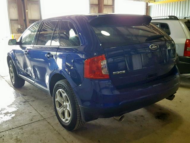 2FMDK3JC6EBB28489 - 2014 FORD EDGE SEL BLUE photo 3