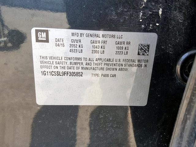 1G11C5SL9FF305852 - 2015 CHEVROLET MALIBU 1LT 石墨色 照片 10