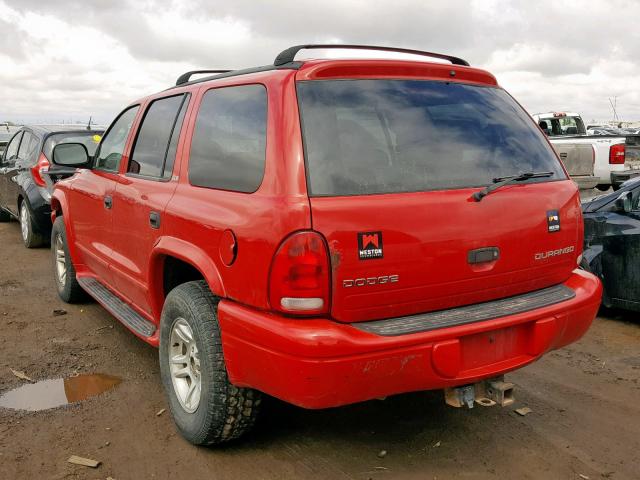 1B8HS58N72F124093 - 2002 DODGE DURANGO SL WHITE photo 3