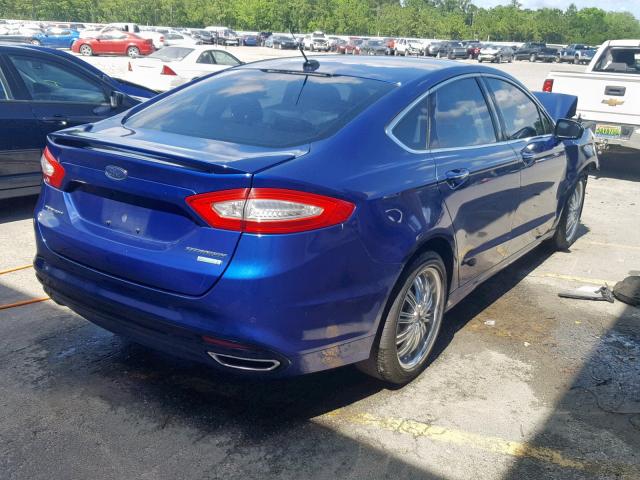 3FA6P0K91DR240459 - 2013 FORD FUSION TIT BLUE photo 4