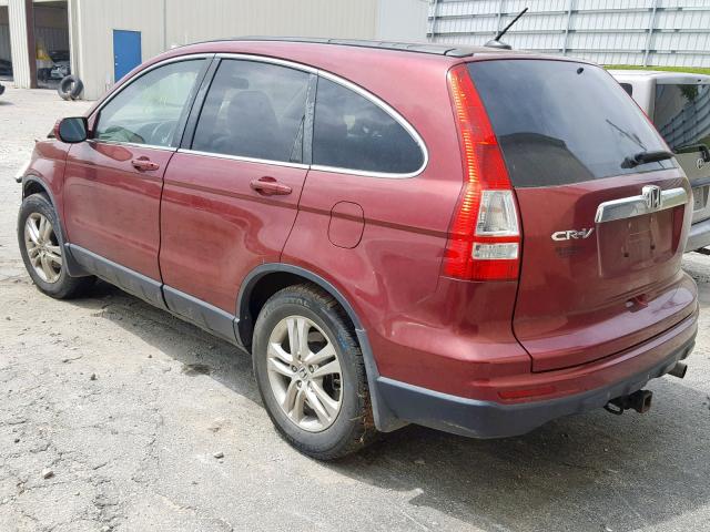 5J6RE3H71AL047124 - 2010 HONDA CR-V EXL MAROON photo 3