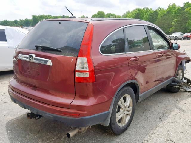 5J6RE3H71AL047124 - 2010 HONDA CR-V EXL MAROON photo 4