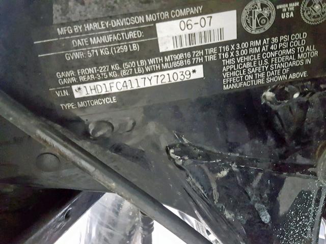 1HD1FC4117Y721039 - 2007 HARLEY-DAVIDSON FLHTCUI BLACK photo 20